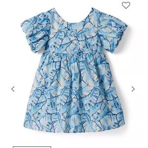 Janie and Jack PALM LEAF BUBBLE SLEEVE DRESS